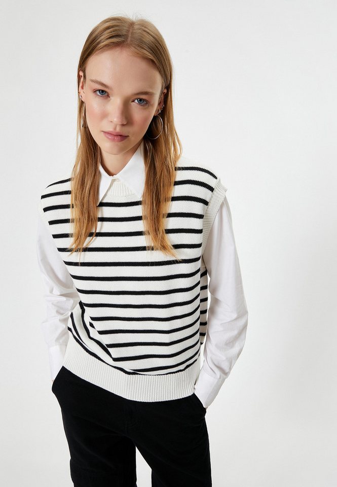 Koton Kurzarmpullover Rundhalsausschnitt Gestreift von Koton