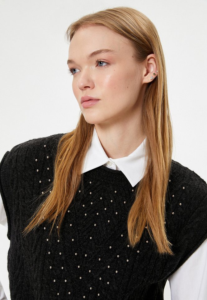 Koton Kurzarmpullover Rundhalsausschnitt Mit Perlen von Koton