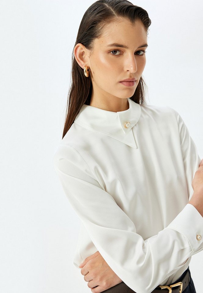 Koton Langarmbluse Langärmelig Asymmetrischer Kragen Langarmbluse von Koton