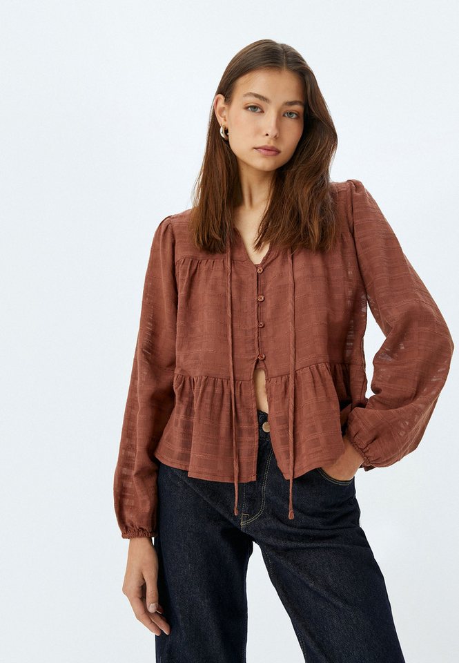 Koton Langarmbluse Langärmelig Mandarin - Richterkragen Langarmbluse von Koton