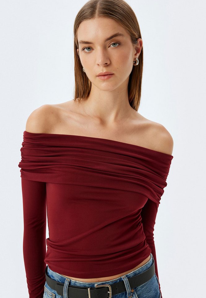 Koton Langarmbluse Langärmelig Trägerloser Kragen Langarmbluse von Koton