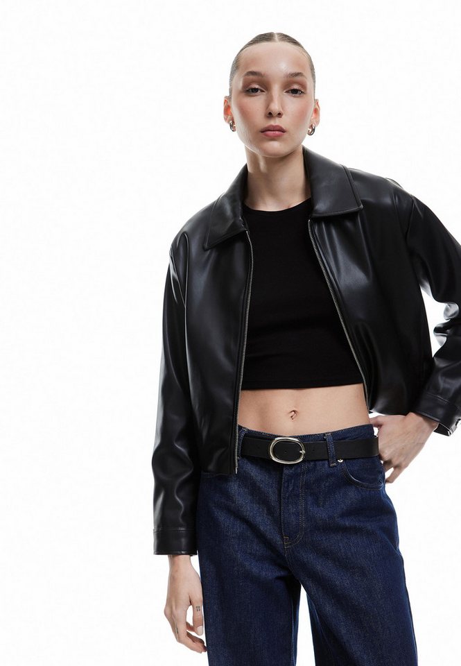 Koton Lederimitatjacke Kunstleder Bomber Lederimitatjacke von Koton