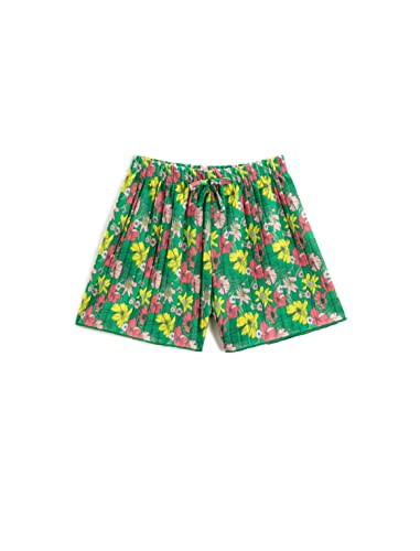 Koton Mädchen Floral Pleated Bow-tie Detail Elastic Waistband Shorts, Green Design (01a), 5-6 Jahre EU von Koton