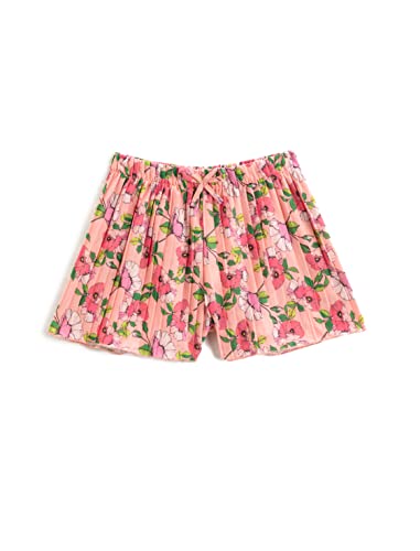 Koton Mädchen Floral Pleated Bow-tie Detail Elastic Waistband Shorts, Pink Design (2d5), 5-6 Jahre EU von Koton