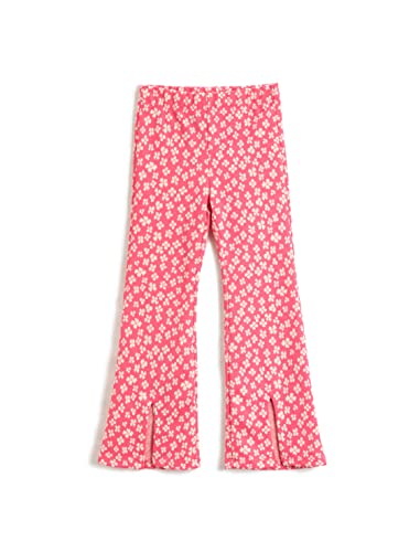 Koton Mädchen Flower Printed Flare Trousers Slit Detail Elastic Waistband Pants, Pink Design (2d7), 11-12 Jahre EU von Koton
