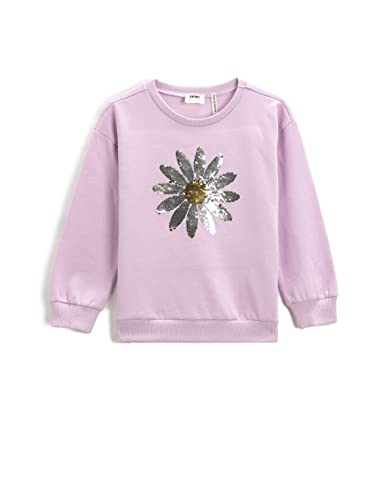 Koton Mädchen Flower Sequined Long Sleeve Crew Neck Sweatshirt, Lila (353), 11-12 Jahre EU von Koton