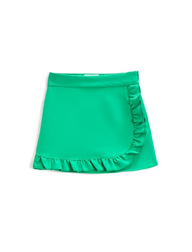 Koton Mädchen Mini Ruffled Envelop Zipper Closure Skirt, Green (814), 9-10 Jahre EU von Koton