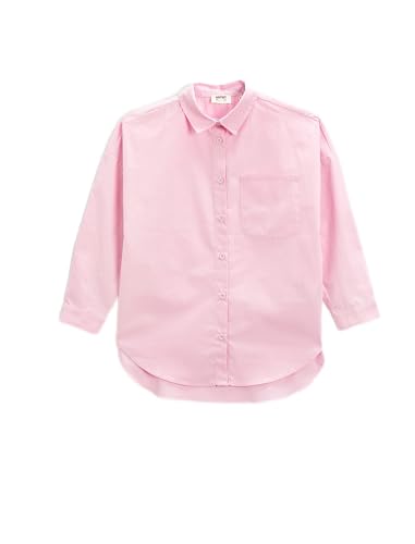 Koton Mädchen Oversized Single Pocket Detail Long Sleeve Cotton Shirt, Pink (252), 11-12 Jahre EU von Koton