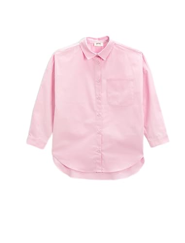 Koton Mädchen Oversized Single Pocket Detail Long Sleeve Cotton Shirt, Pink (252), 6-7 Jahre EU von Koton