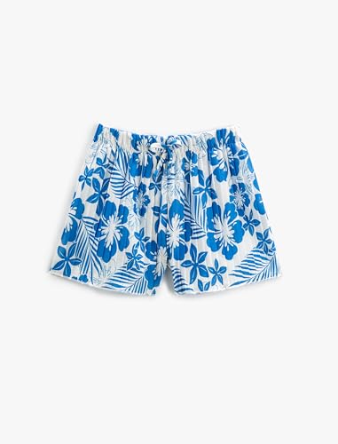 Koton Mädchen Pleated Floral Printed Drawstring Shorts, Blue Design (6d4), 11-12 Jahre EU von Koton