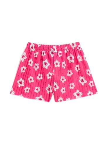 Koton Mädchen Pleated Floral Shorts, Pink Design (01f), 6-7 Jahre EU von Koton