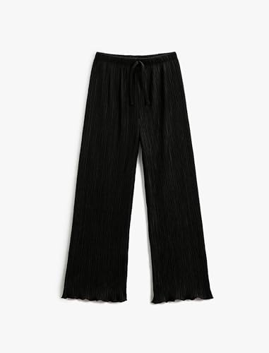 Koton Mädchen Pleated Wide Leg Trousers Drawstring Relax Cut Casual Pants, Black (999), 6-7 Jahre EU von Koton