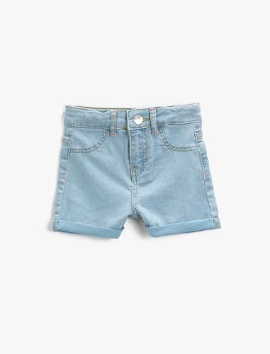 Koton Mädchen Slim Jeans Mit Umgeschlagenen Gesäßtaschen Casual Shorts, Helles Indigo (Lin), 11-12 Jahre EU von Koton