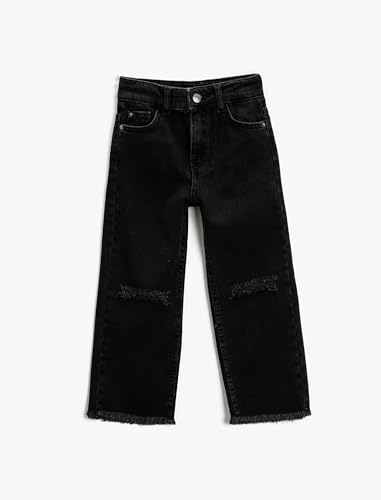 Koton Mädchen Wide Leg Jean Pockets Ripped Detail Pants, Black (999), 6-7 Jahre EU von Koton