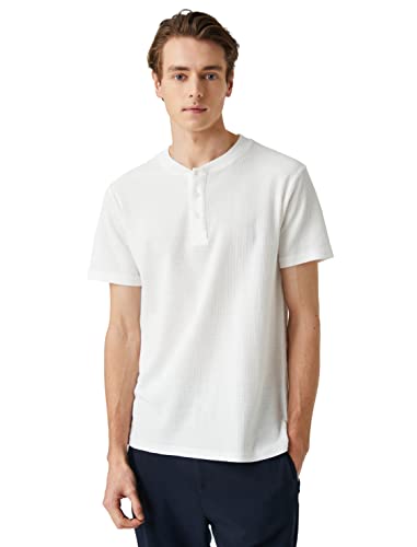 Koton Men Basic T-Shirt Mandarin Collar Buttoned Slim Fit Short Sleeve von Koton