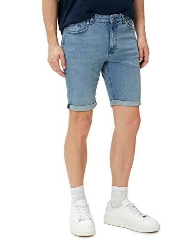 Koton Men Denim Shorts Folded Leg Detailed Buttoned von Koton