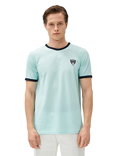 Koton Men Dog Embroidered T-Shirt Crew Neck Slim Fit Short Sleeve von Koton