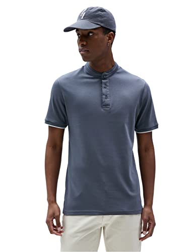 Koton Men Mandarin Collar T-Shirt Slim Fit Buttoned Short Sleeve von Koton