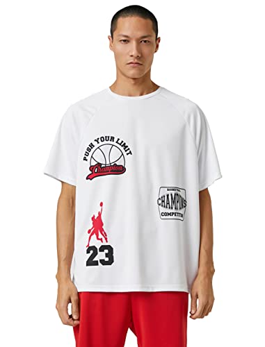 Koton Men Oversized Sport T-Shirt Basketball Printed Crew Neck von Koton