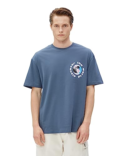 Koton Men Oversized T-Shirt Slogan Printed Crew Neck Cotton von Koton