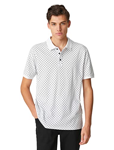 Koton Men Polo Neck T-Shirt Buttoned Geometric Printed Short Sleeve Slim Fit von Koton