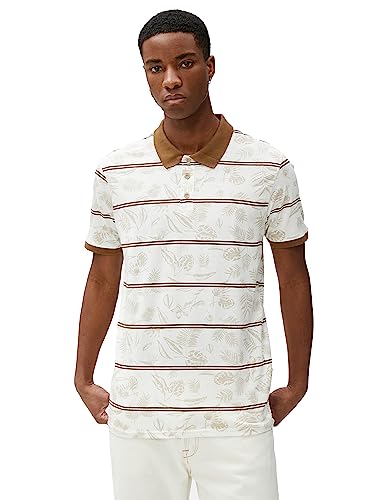 Koton Men Polo Neck T-Shirt Buttoned Slim Fit Leaf Detailed von Koton