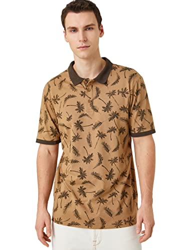 Koton Men Polo Neck T-Shirt Palms Printed Short Sleeve Slim Fit von Koton