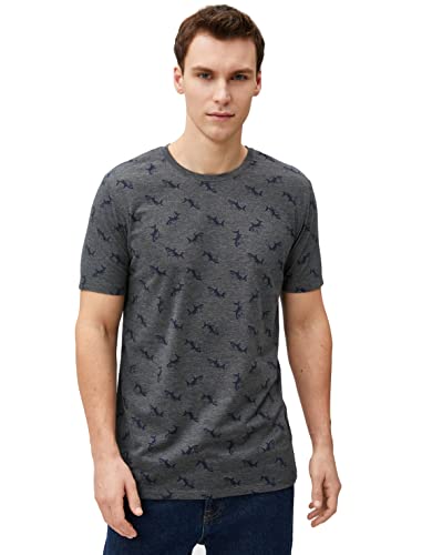 Koton Men Shark Printed T-Shirt Slim Fit Crew Neck von Koton