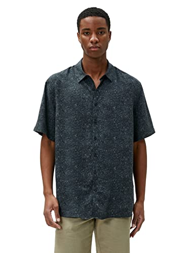 Koton Men Short Sleeve Shirt Classic Neck Psychedelic Printed Buttoned von Koton