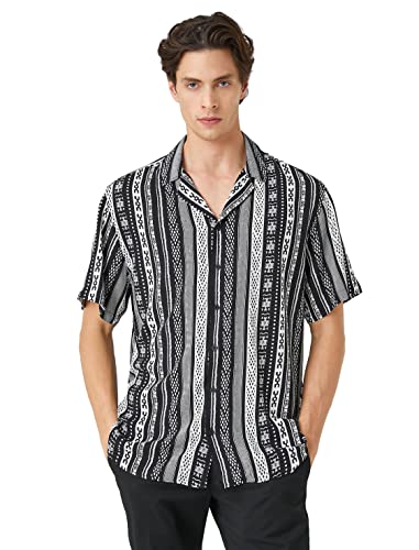 Koton Men Short Sleeve Shirt Turndown Neck Ethnic Print Detailed von Koton