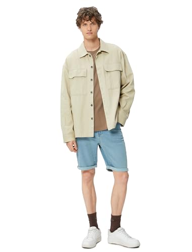 Koton Men Slim Fit Folded Detail Buttoned Bermuda Jean Shorts von Koton