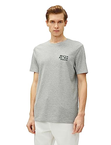 Koton Men Slogan Embroidered T-Shirt Crew Neck Tissued Short Sleeve von Koton