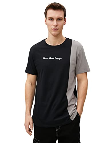 Koton Men Slogan Printed T-Shirt Crew Neck Slim Fit Cotton von Koton