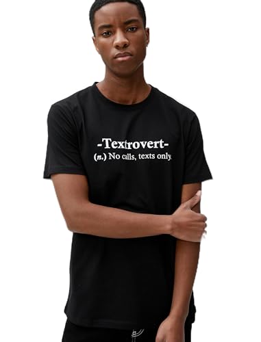 Koton Men Slogan Printed T-Shirt Crew Neck Slim Fit Cotton von Koton