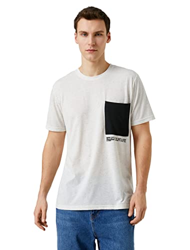 Koton Men Slogan Printed T-Shirt Pocket Detailed Crew Neck von Koton