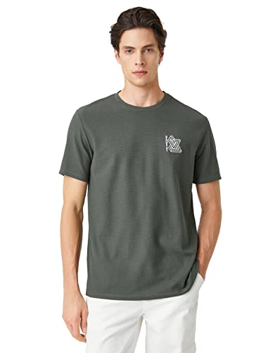 Koton Men Tissued T-Shirt Geometric Embroidered Short Sleeve Crew Neck von Koton