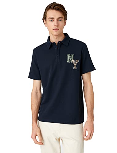 Koton Men Varsity T-Shirt Polo Neck Button Detailed Embroidered von Koton