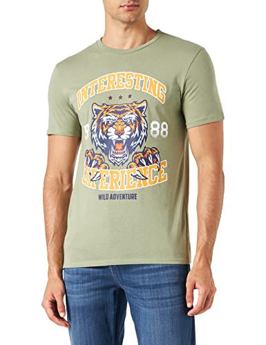 Koton Men Varsity T-Shirt Tiger Printed Crew Neck Short Sleeve Cotton von Koton