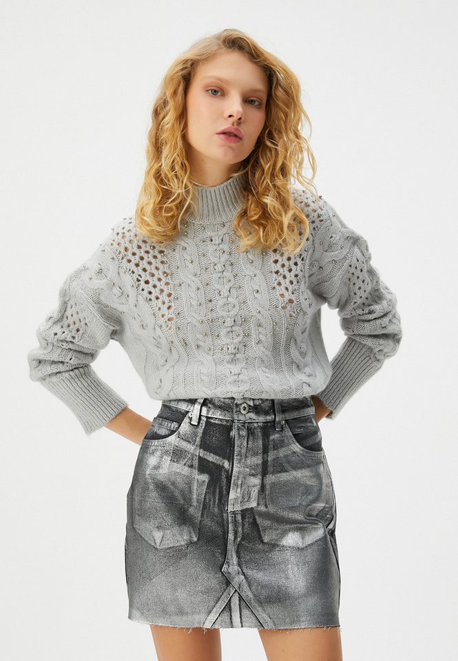 Koton Rollkragenpullover Standkragen Mit Steindetails Rollkragenpullover von Koton