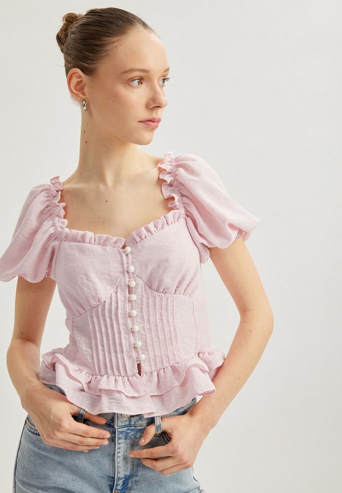 Koton Rüschenbluse Kurzärmelig Rüschenkragen Rüschenbluse Koton Rüschenbluse Kurzärmelig Rüschenkragen Rüschenbluse von Koton