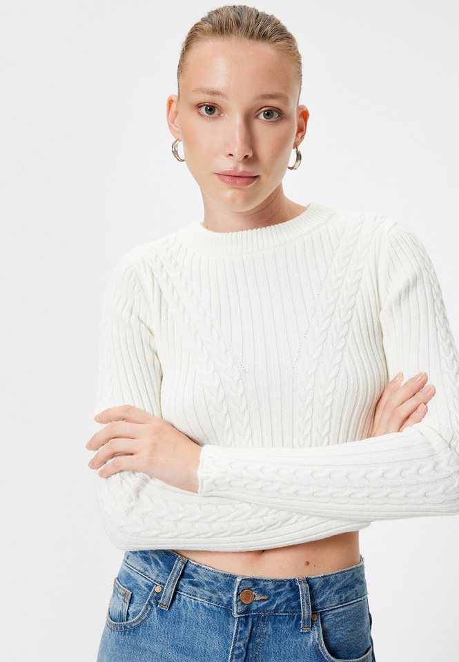 Koton Rundhalspullover Rundhalsausschnitt Haarzopf von Koton