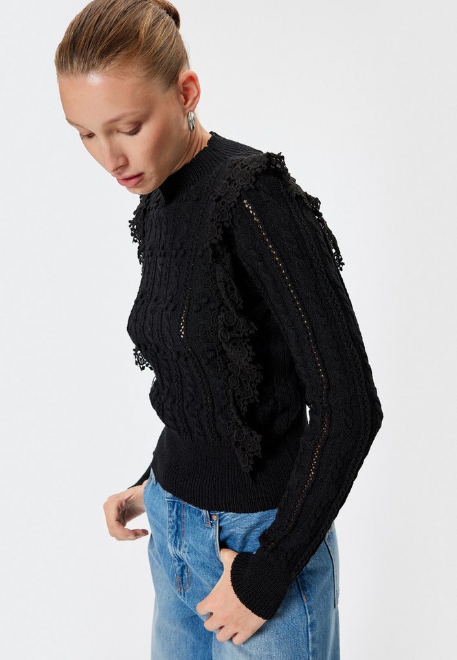 Koton Rundhalspullover Rundhalsausschnitt Mit Rüschendetail von Koton