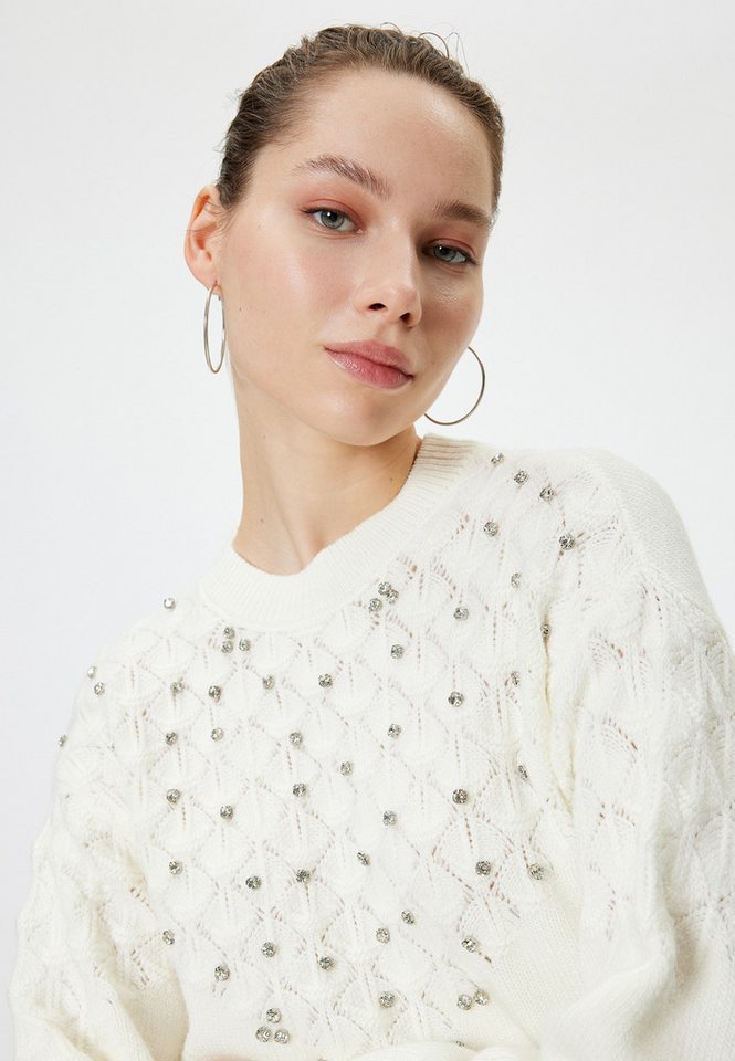 Koton Rundhalspullover Rundhalsausschnitt Mit Steindetails von Koton