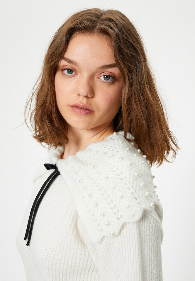 Koton Schalkragenpullover Umschlagkragen Mit Perlendetail von Koton