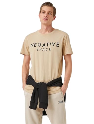 Koton Slim Fit Bedrucktes T-Shirt T-Shirt Herren, Beige (050), XL von Koton