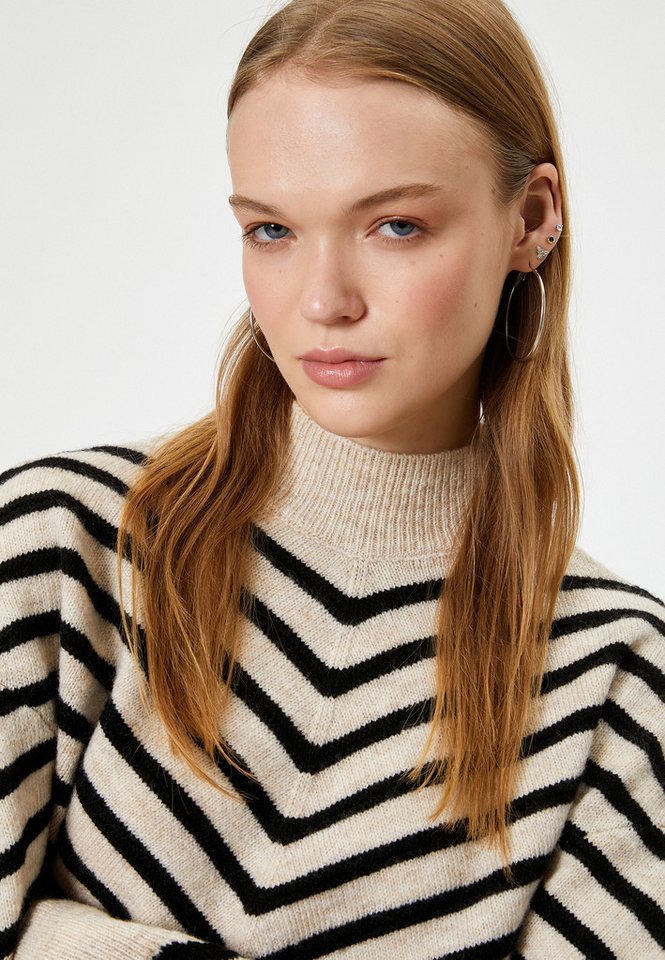 Koton Stehkragenpullover Standkragen Gestreift von Koton