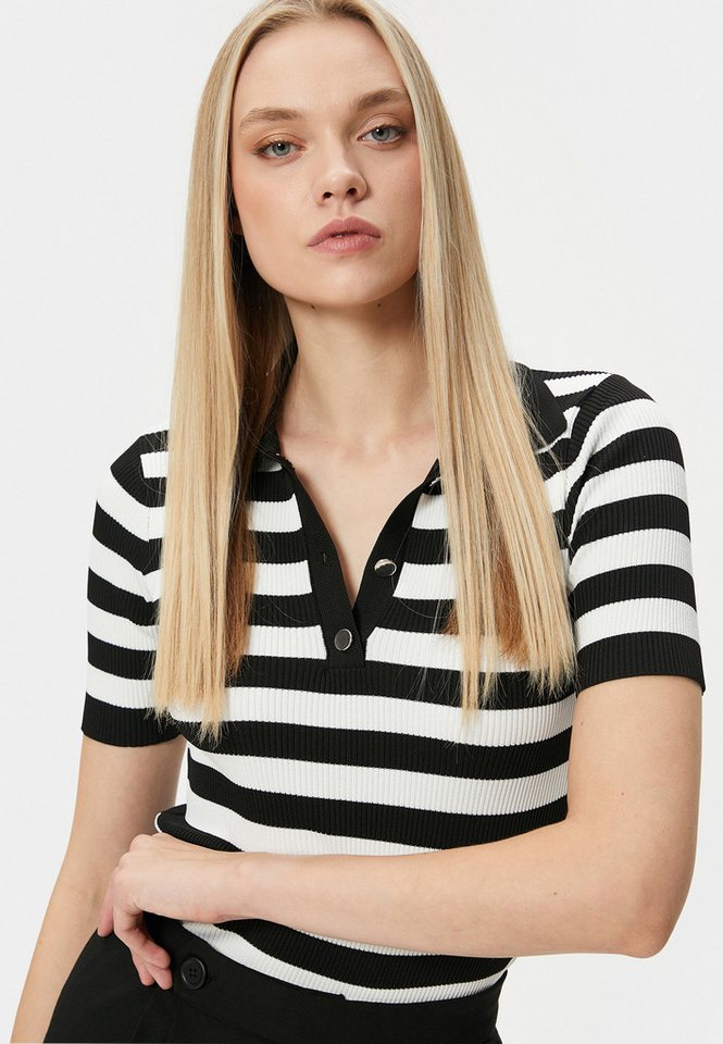 Koton Kurzarmpullover Polokragen Mit Jacquard Kurzarmpullover von Koton