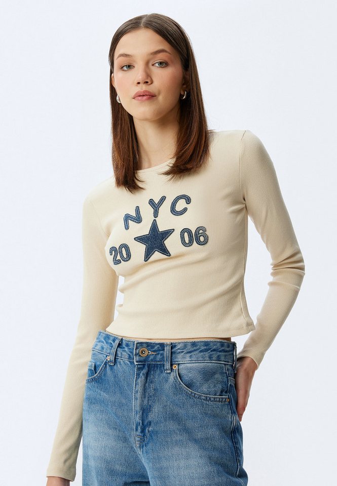 Koton T-Shirt Langärmelig Rundhalsausschnitt T-Shirt von Koton