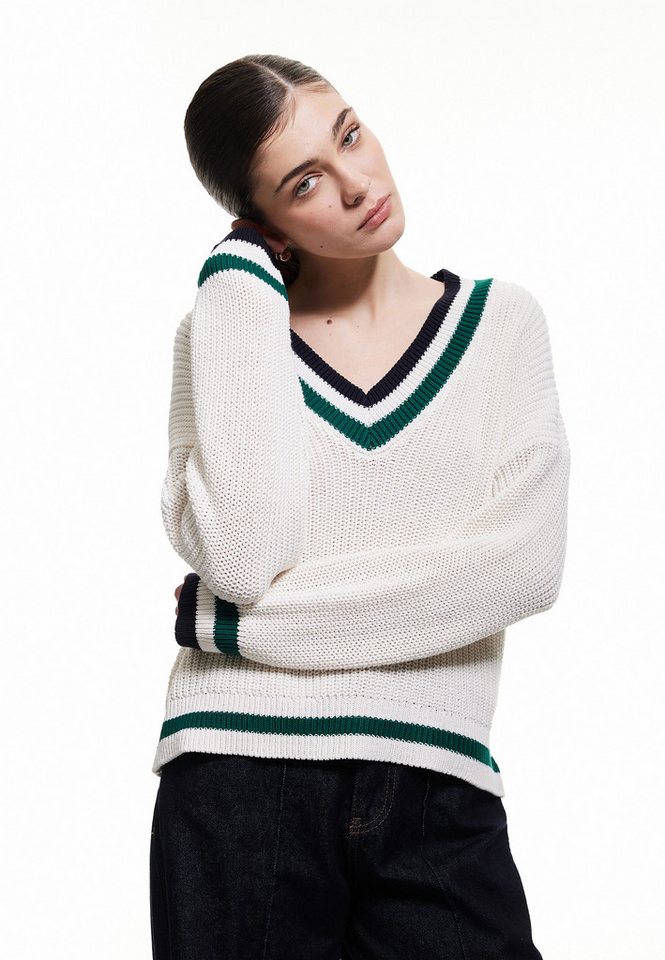 Koton V-Ausschnitt-Pullover V-Kragen Gestreift V-Ausschnitt-Pullover von Koton