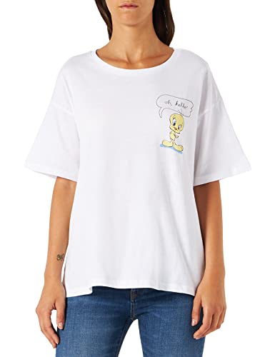 Koton Warner Bros Lizenzierte Rundhals Kurzarm Druck T-Shirt T-Shirt Damen, Ecru (010), XS von Koton